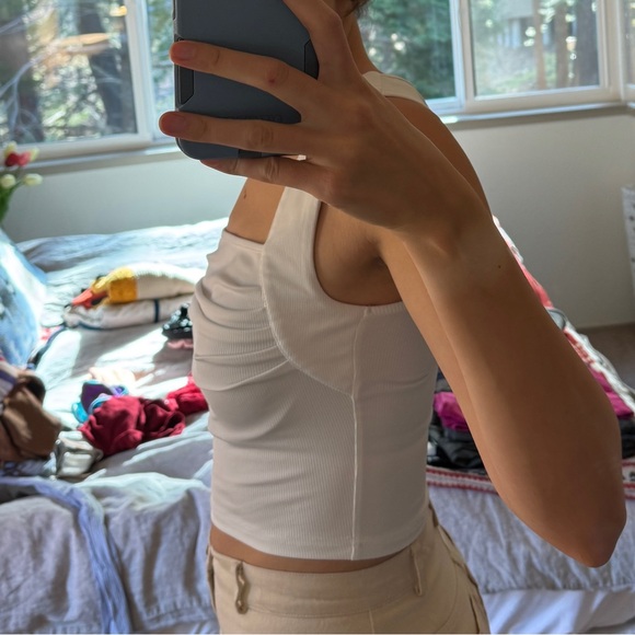 White Ruched Tank Top - Cider - Picture 3 of 4